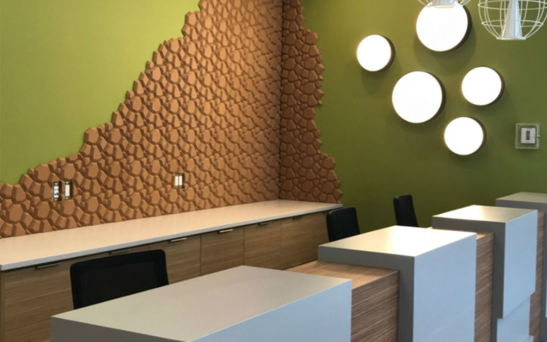 Placare a peretilor interiori cu pluta 3D Muratto
