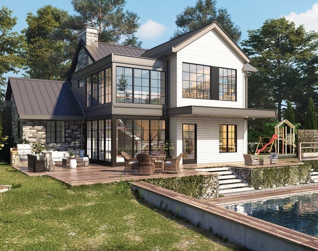 Randare arhitecturala cu proiectul unei case