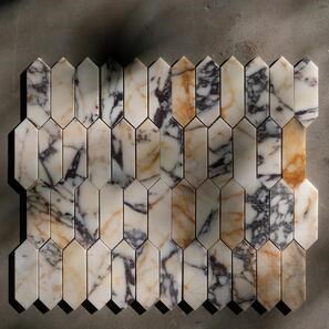 Mozaic Marmura Arabescato Violet Pillar Polisata, 30.5 x 28 cm