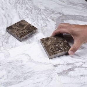 Buton Marmura Maron Emperador Polisat 9.5 x 9.5 x 2cm