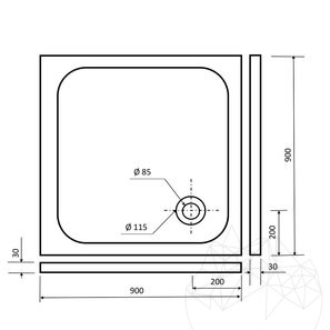 Cadita dus travertin silver ULTRA PLAT, 90 x 90 x 3 cm