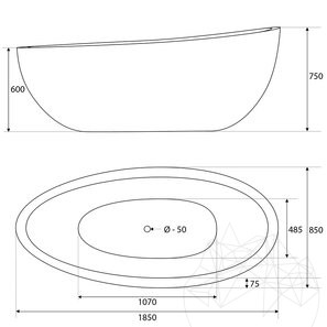 Cada de baie Autograph Marmura Arabescato Faro, 185 x 86 x 70 cm