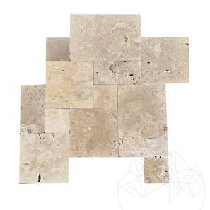 Travertin Classic Cross Cut French Pattern Set Antichizat Nechituit Economy, 1.2 cm
