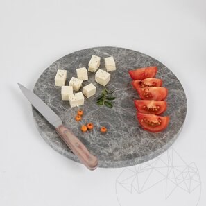 Tocator Rotund din Piatra Naturala pt. Legume, Fructe, Carne, Diametru 28 Cm