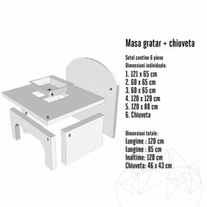 Masa + chiuveta inox Harmony placata cu caramida refractara