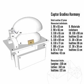 Cuptor Gradina Harmony - placat cu caramida refractara