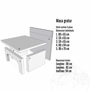 Masa gratar Harmony Chocolate placata cu caramida refractara