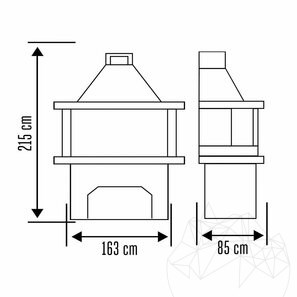 Dimensiuni Gratar Gradina Harmony 'Mare' - Placat cu caramida refractara