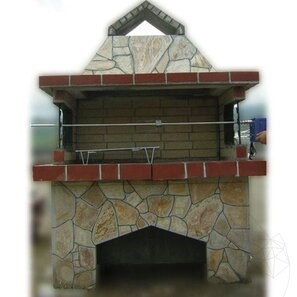 Gratar Gradina 'Mare' cu sistem grill - Placat cu piatra poligonala