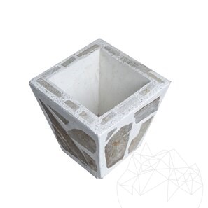 Jardiniera Rustic din Beton 30x40 cm – Placata cu Piatra Poligonala Rhodos | Ideala pt Flori în Gradina, Terasa si Alei