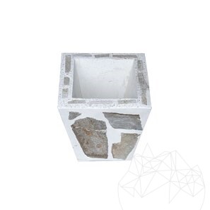 Jardiniera Rustic din Beton 30x40 cm – Placata cu Piatra Poligonala Rhodos | Ideala pt Flori în Gradina, Terasa si Alei