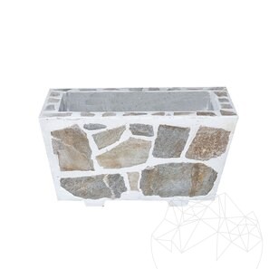 Jardiniera Rustica din Beton, 30x60 cm - Placata cu Piatra Poligonala Rhodos | Ideala pt Flori în Gradina, Terasa si Ale