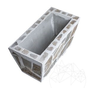 Jardiniera Rustica din Beton, 30x60 cm - Placata cu Piatra Poligonala Rhodos | Ideala pt Flori în Gradina, Terasa si Ale