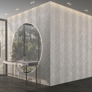 Lastra Marmura Carrara White Tile(Chevron Design) 2CM