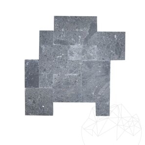 Marmura Ceppo Grey French Pattern Set Antichizat, 1.2 cm
