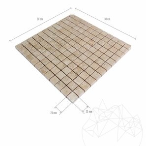 Mozaic Marmura Light Beige Polisata, 2.3 x 2.3 cm