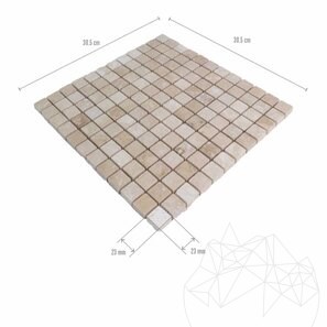Mozaic Travertin Classic Polisat, 2.3 x 2.3 cm