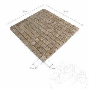 Mozaic Travertin Latte Polisat, 2.3 x 2.3 cm