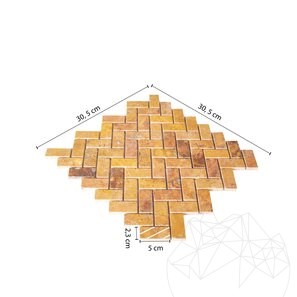 Mozaic Travertin Peach Chevron Polisat, 2.5 x 5 cm