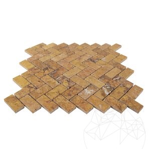 Mozaic Travertin Peach Chevron Polisat, 2.5 x 5 cm