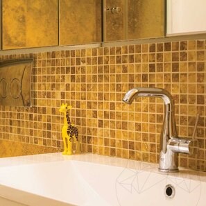Mozaic Travertin Yellow Polisat, 2.3 x 2.3 cm
