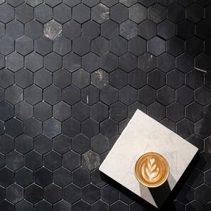 Mozaic Marmura Nero Marquina Hexagon Mata