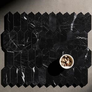 Mozaic Marmura Nero Pillar Polisata, 30.5 x 28 cm