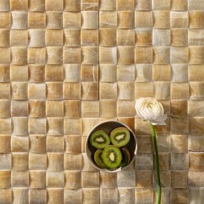 Mozaic Onix Honey Pyramid Polisat, 5 x 5 cm