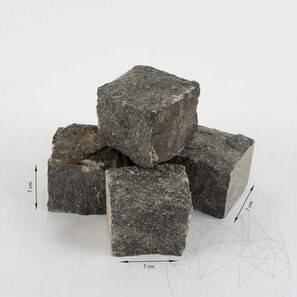 Piatra Cubica Granit Gri Antracit Natur 7 x 7 x 7 cm (1 tona = 5-6 mp)