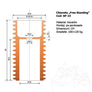 Chiuveta Tao travertin classic SP-23, 42 x 82 cm