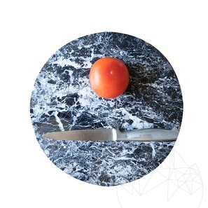 Tocator Rotund din Piatra Naturala pt. Legume, Fructe, Carne, Diametru 28 Cm