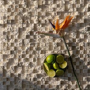 Mozaic Travertin Classic 3D Scapitat, 2.5 x 2.5 cm