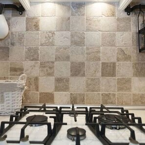 Travertin Classic Cross Cut Antichizat, 10 x 10 x 1 cm