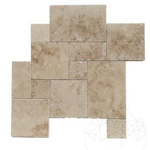 Travertin Classic Cross Cut French Pattern Set Chituit Periat si Daltuit, 1.2 cm