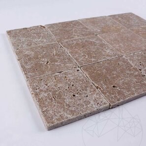 Montaj Travertin Noce Cross Cut Antichizat 10 x 10 x 1 cm
