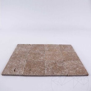 Montaj Travertin Noce Cross Cut Antichizat 10 x 10 x 1 cm
