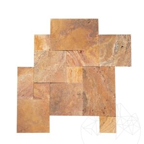 Travertin Peach Cross Cut French Pattern Set Periat, 1.2 cm