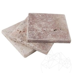 Travertin Opium Red Cross Cut Antichizat, 10 x 10 x 1 cm