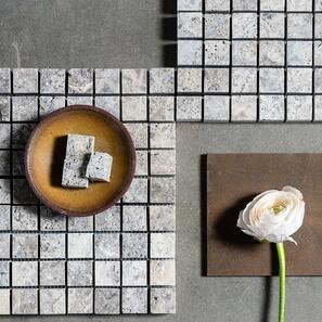 Mozaic Travertin Silver Periat, 3 x 3 cm