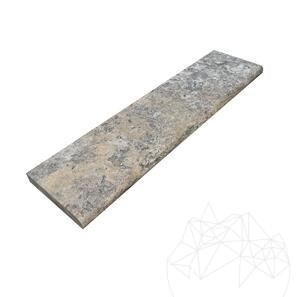 Bordura Travertin Silver Standard Antichizat Cross Cut, 3 x 15 x 61 cm