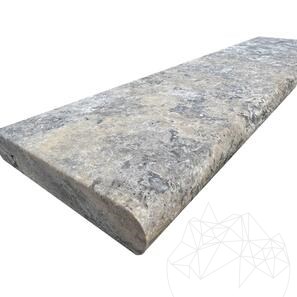 Bordura Travertin Silver Standard Antichizat Cross Cut, 3 x 15 x 61 cm