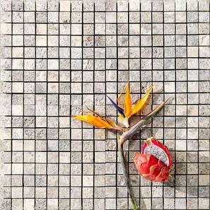 Mozaic Travertin Silver Periat, 3 x 3 cm