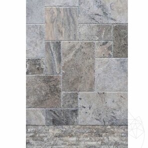 Travertin Silver Cross Cut French Pattern Set, Periat si Daltuit, 3 cm