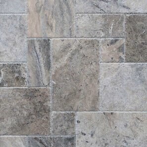 Travertin Silver Cross Cut French Pattern Set, Periat si Daltuit, 3 cm
