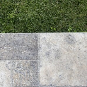 Travertin Silver Cross Cut French Pattern Set, Periat si Daltuit, 3 cm