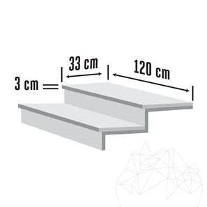 Treapta marmura Crema Royal Periata (1L Bizot), 120 x 33 x 3 cm