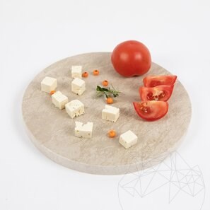 Tocator Rotund din Piatra Naturala pt. Legume, Fructe, Carne, Diametru 28 Cm