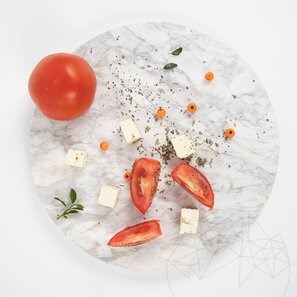Tocator Rotund din Piatra Naturala pt. Legume, Fructe, Carne, Diametru 28 Cm