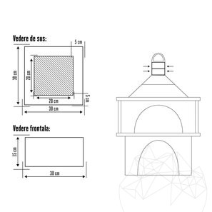 Prelungire Horn pt. Cuptor Gradina Mediteraneo – 15 cm (30 x 30cm, Piatra Decorativa Kavala, Beton Armat,15kg)