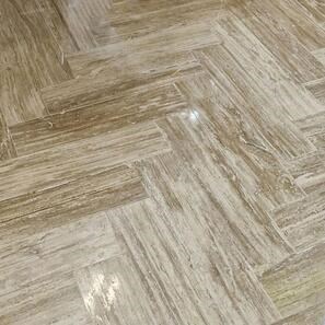 Travertin Royal Walnut Vein Cut Parquet Periat, 14x55x1.2 cm 